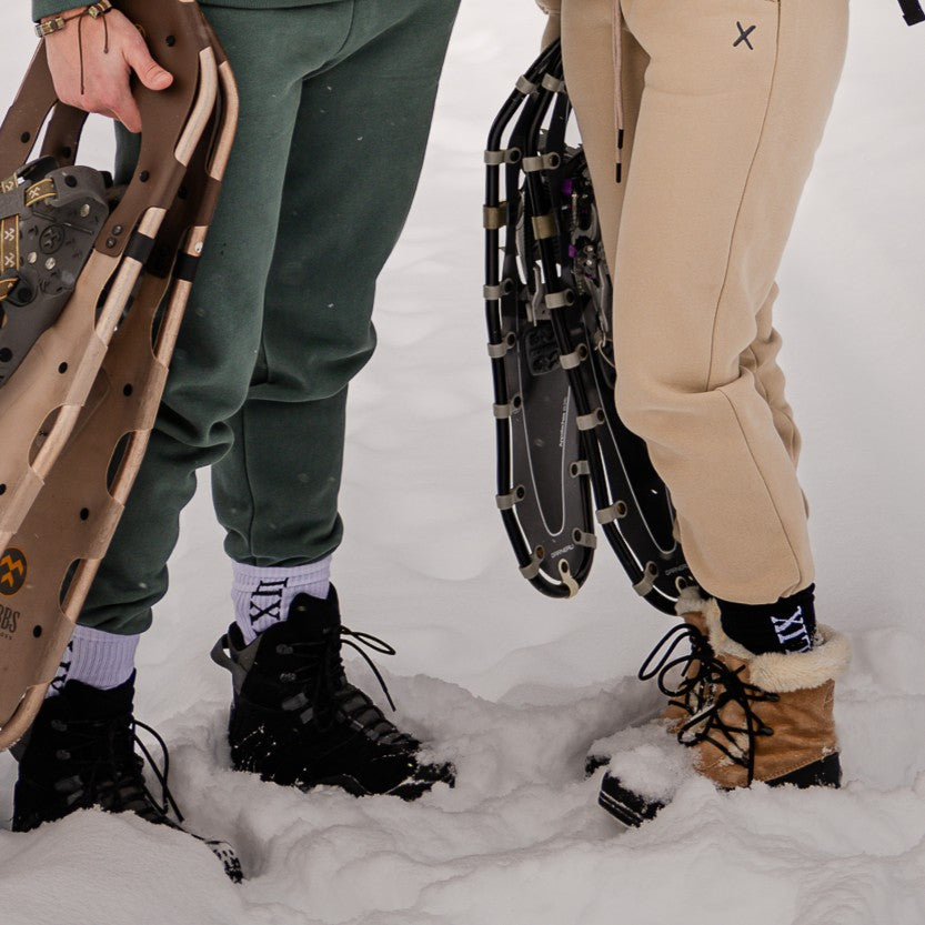 Bas en coton turque blanc parfait pour tes sports d'hiver, raquette, marche en foret.