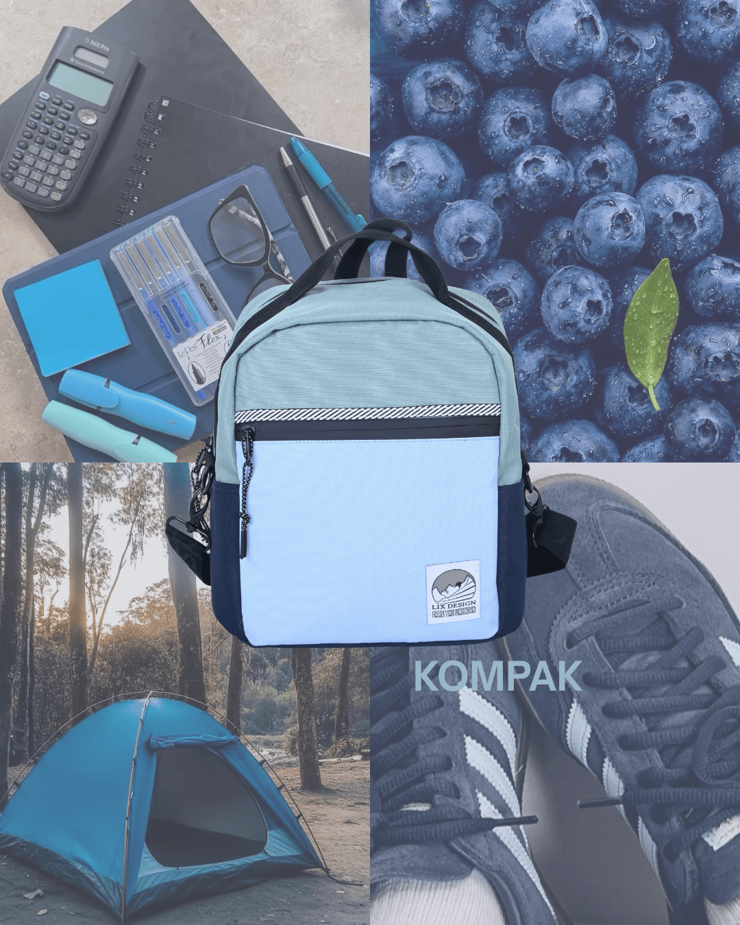 KOMPAK blue backpack + lunch box set