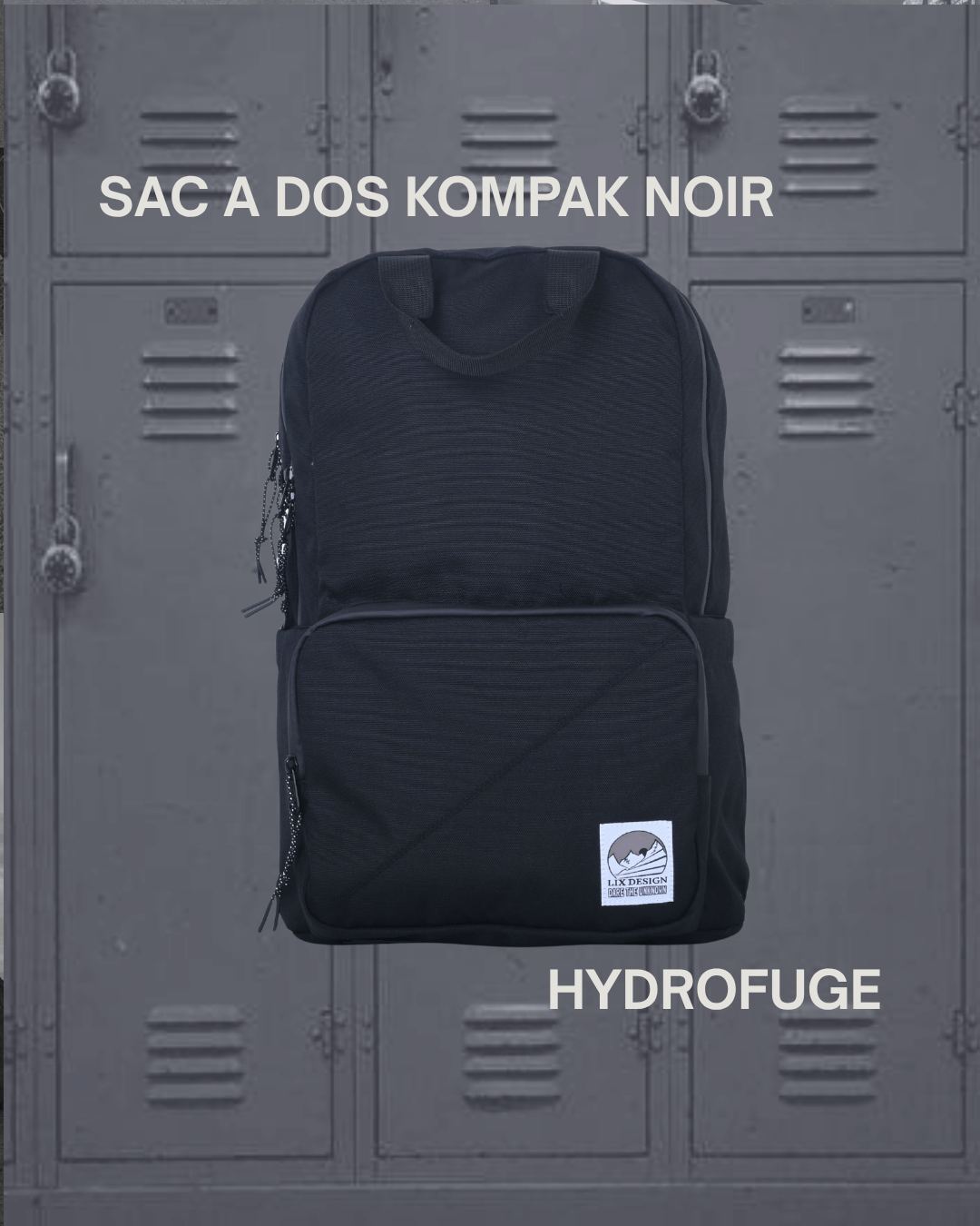 KOMPAK black backpack + lunch box set