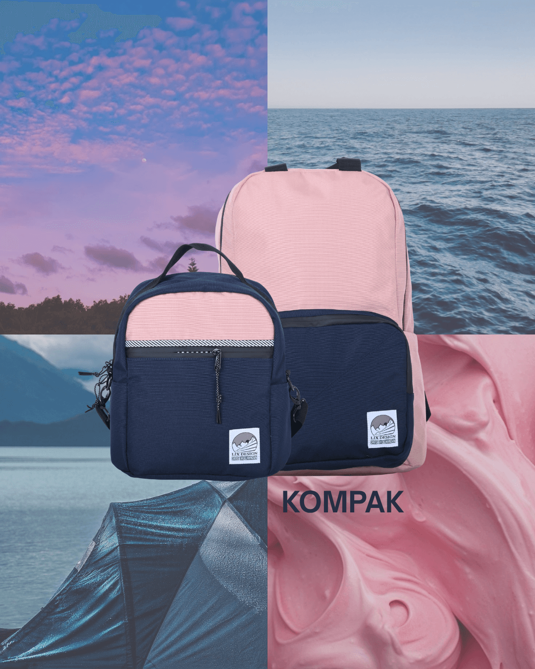 Nouvelle collection de sacs à dos et boites à lunch conçu par Lix. Imperméable. Backpack.