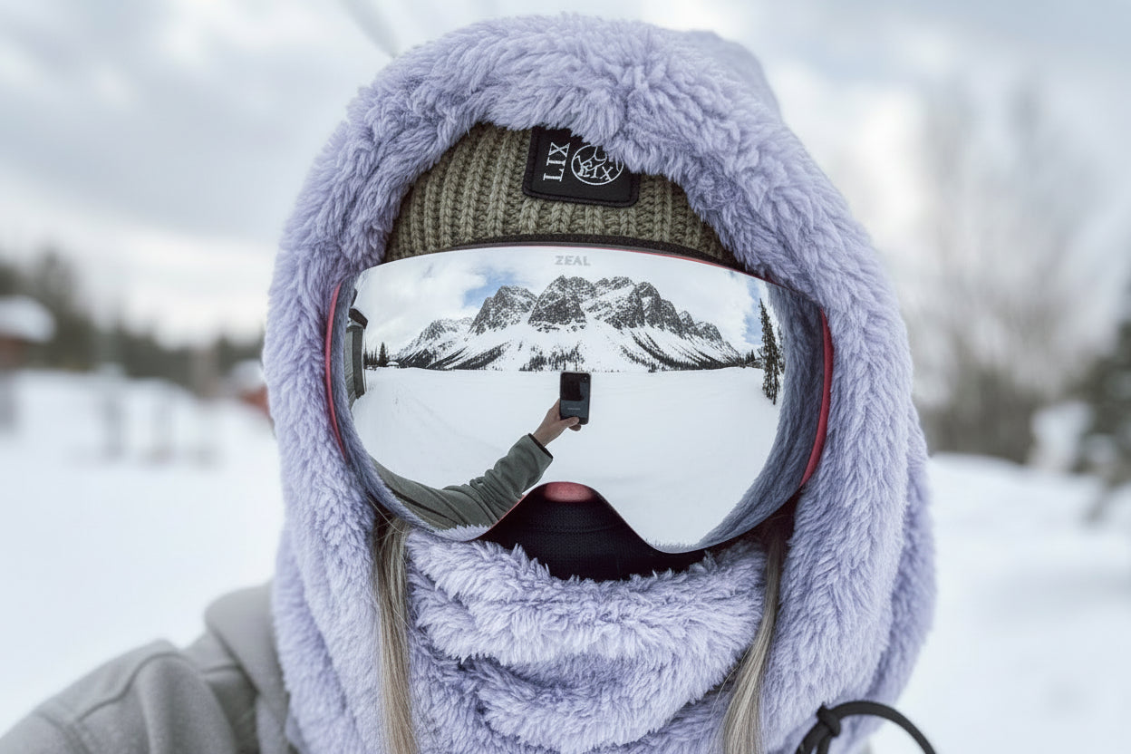 Passe montagne mauve lilas avec cache cou entier a l'interieur parfait pour la montagne =.