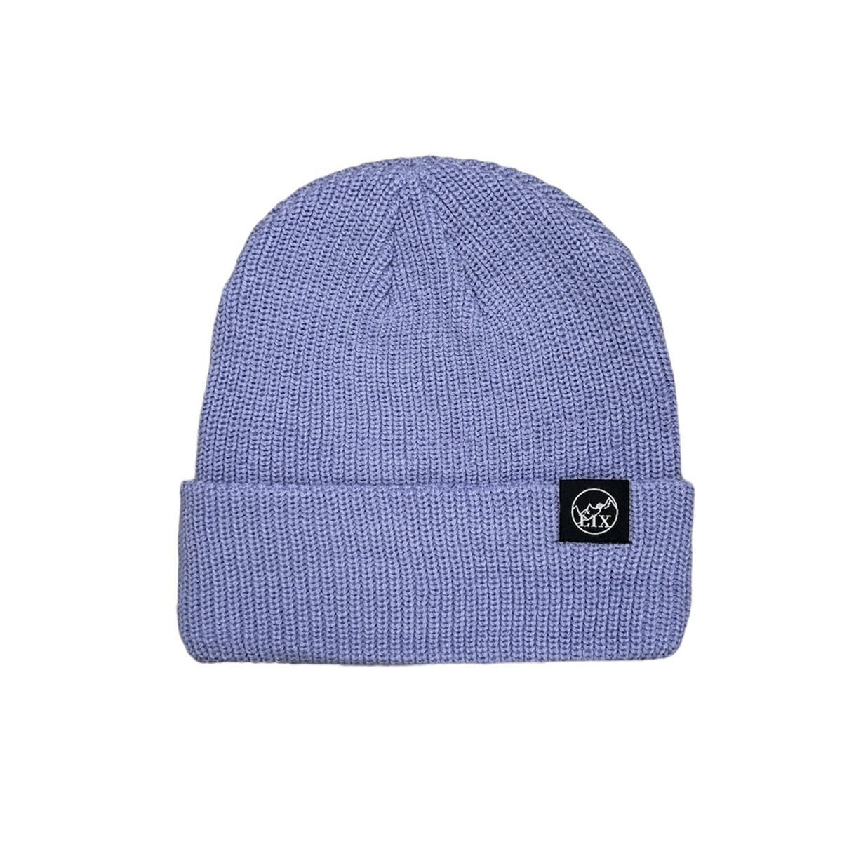 Lix design tuque mauve lilas en acrylique avec étiquette noir.