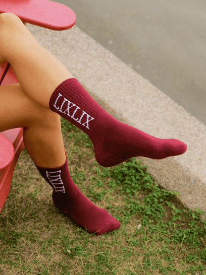 Bas bambou bourgogne LIX Design – Chaussettes Last Light, performance et style outdoor.