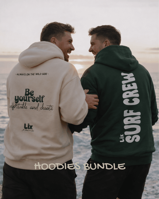 Lot de 2 hoodies surf crew vert et beige pour homme et femme
 
