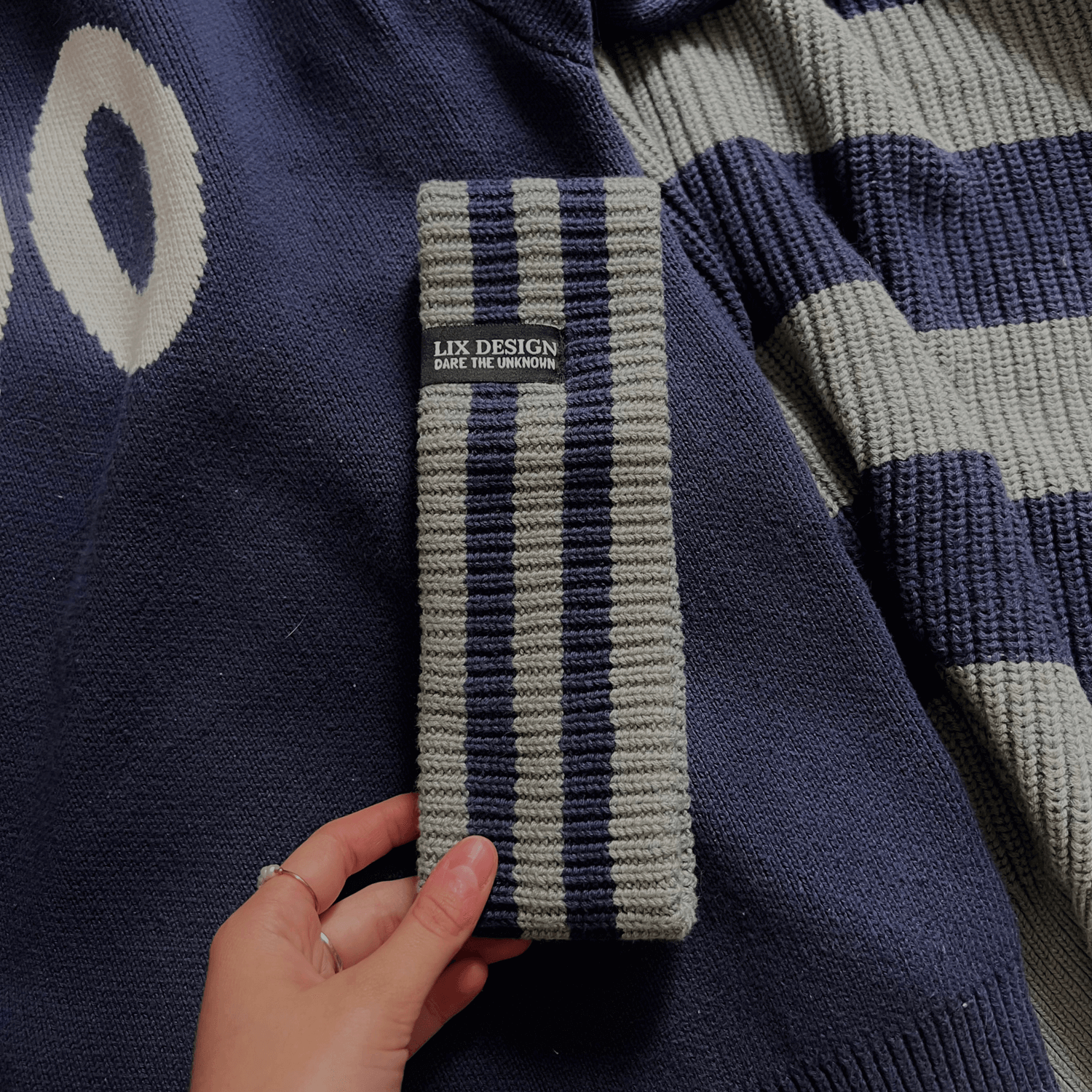 Lix bandeau en tricot knit band bleu et vert. 
