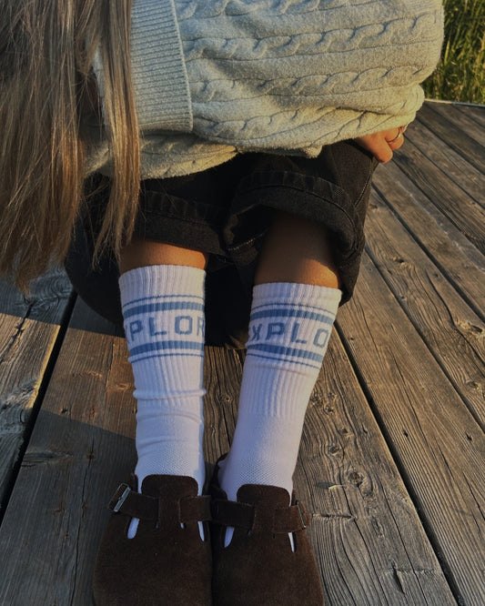 Bas coton blanc LIX Design. Chaussettes Explore Last Light, confort quotidien, coton.