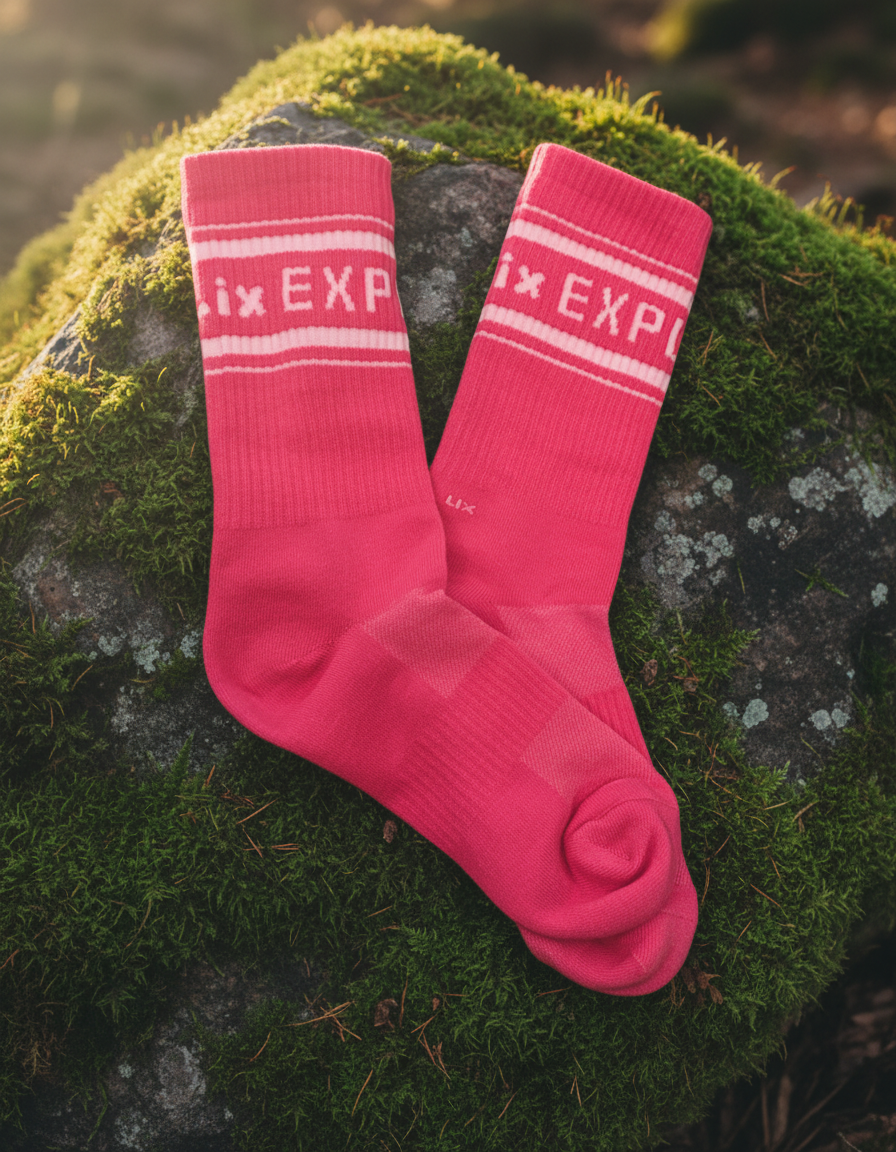 Bas explore rose en coton rose explore. 