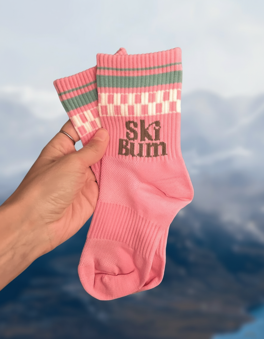 Bas rose en nylon pour enfant 7 - 12 ans. Chaussette rose brune verte et b. 