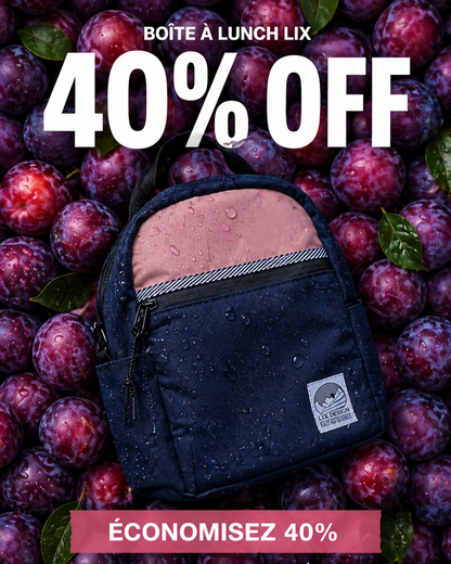 Boite a lunch avec bandoulière qui se transorme en sac a dos isolée concu par lix pour l'école et les sorties au parc. contient plusieurs plat. 