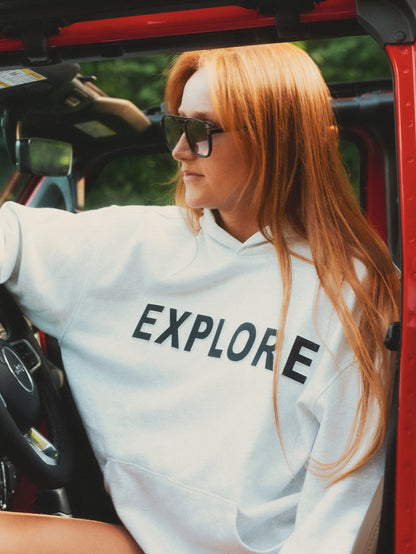 Hoodie Explore chiné gris LIX Design – Sweat à capuche premium, style outdoor aventure.
