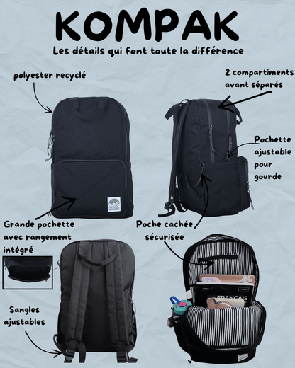 KOMPAK pink backpack + lunch box set