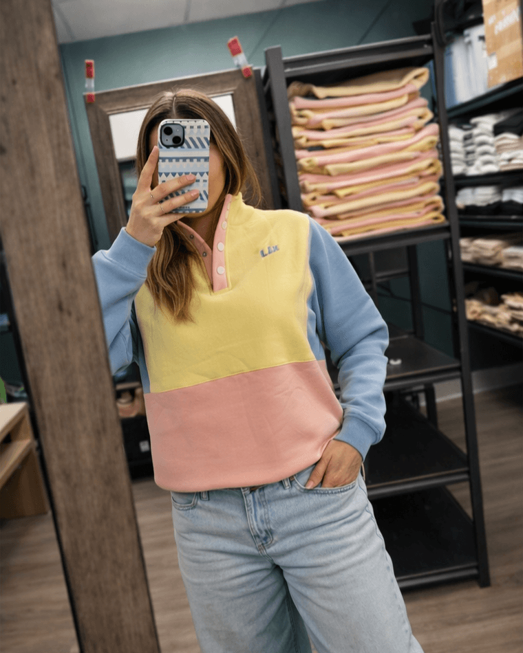 Pink Colorblock Crewneck