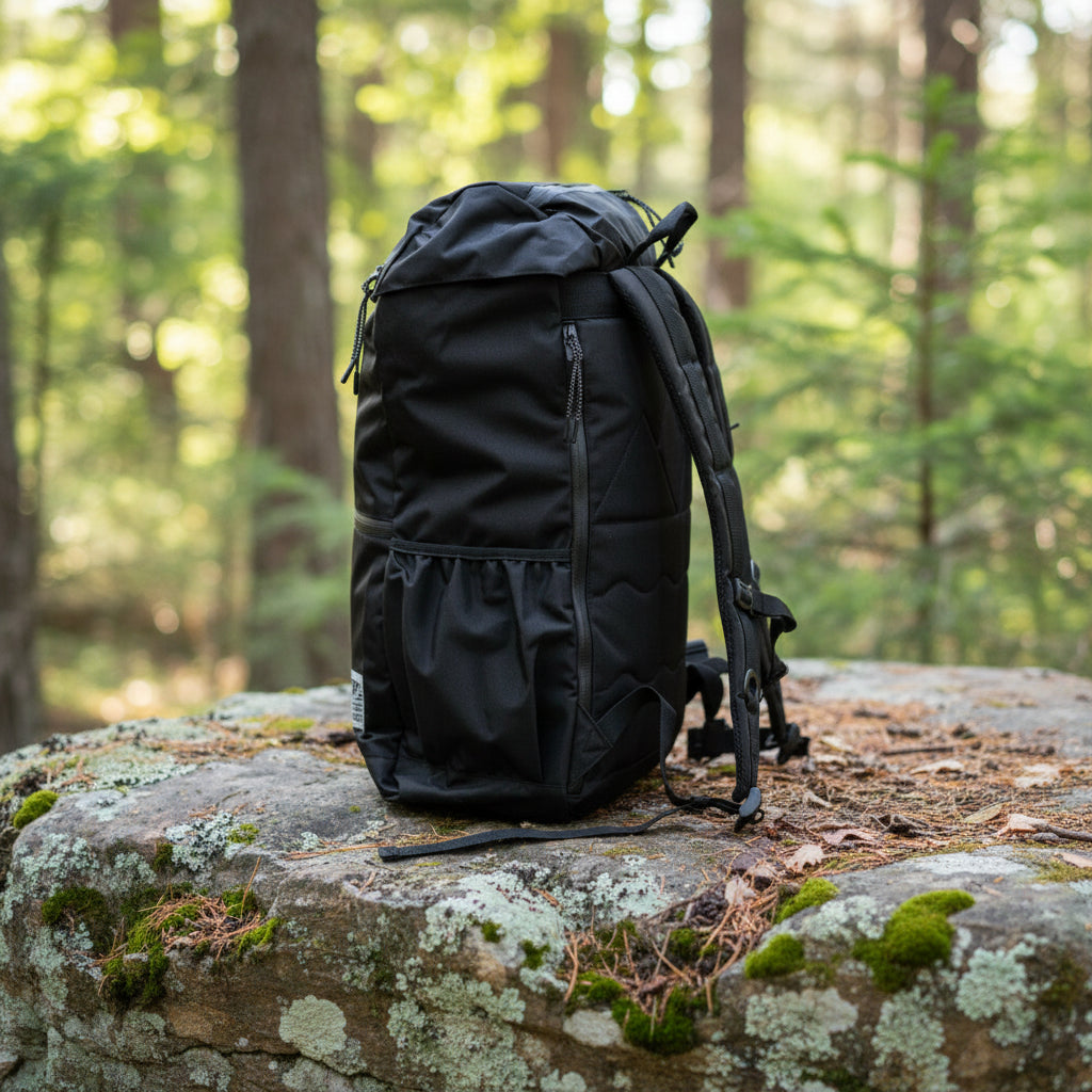 Sac à dos noir conçu par une entreprise Québécoise. Backpack made in canada. Lix. Sac a dos Canada