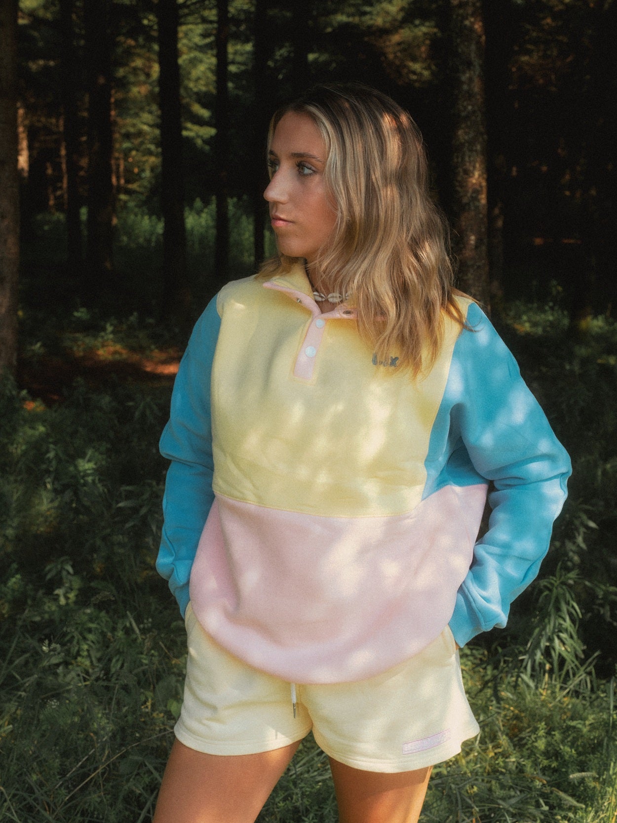 Pink Colorblock Crewneck