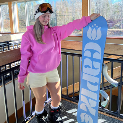 Lix hoodie rose en peluche avec intérieur velours pret pour le snowboard ou l'Après-ski