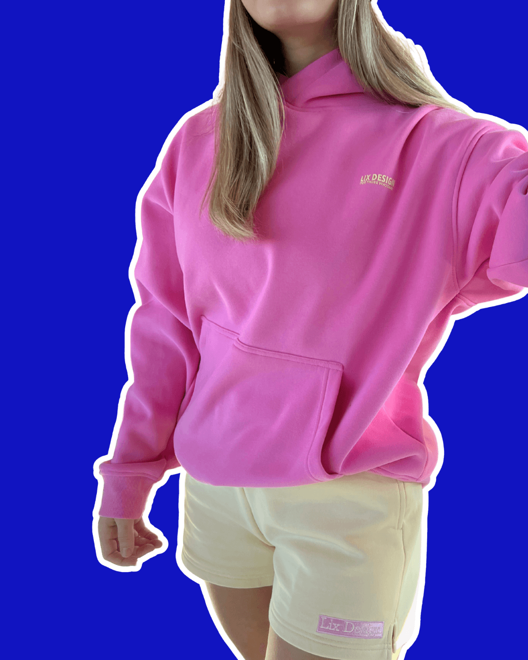 LIX combo short jaune et hoodie rose fais de coton hyper doux avec intérieur velours. 