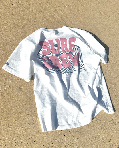 T-shirt blanc avec imprimé rpse et beu. 