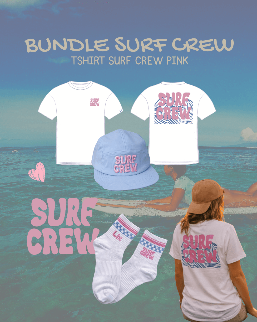 Bundle set tshirt blanc avec casquette bleu et chaussette blanche. 