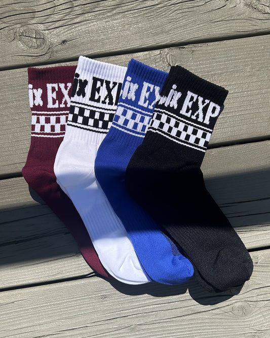 Pack bas sport Explore LIX Design – Ensemble de chaussettes athlétiques multicolores. Bourgogne, blanc, bleu, noir. 