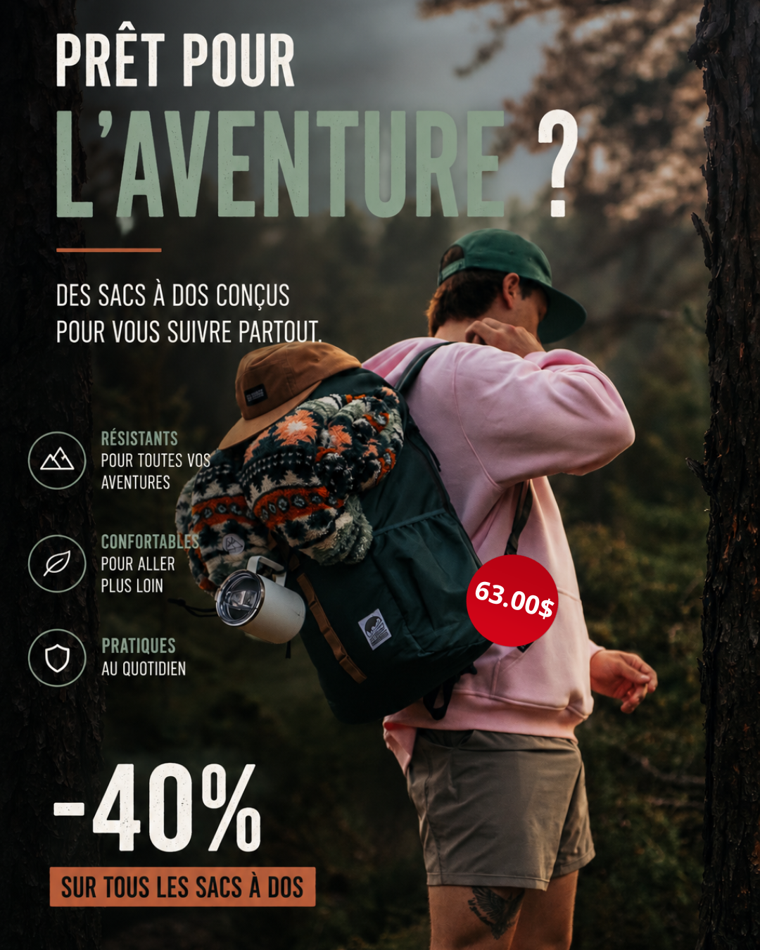 sac a dos de randonné du weekend pour les québécois concu par lix. 