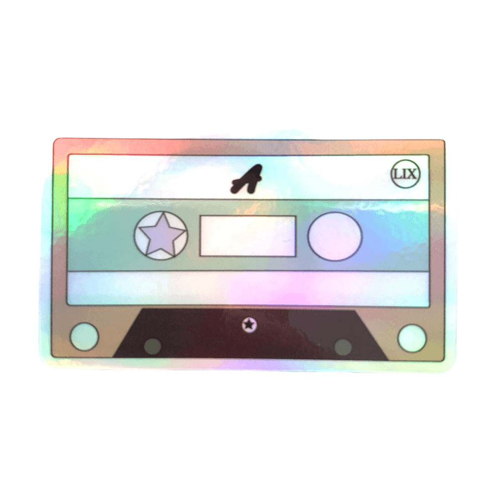 Autocollant holographique nostalgique d'une cassette année 1980. 